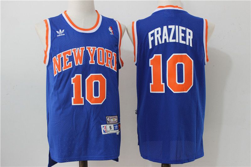 Men New York Knicks 10 Frazier Blue Adidas NBA Jersey